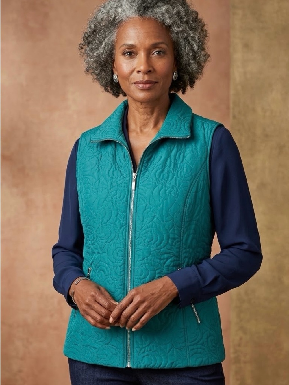 Christopher & Banks Teal Quilted Zip Vest